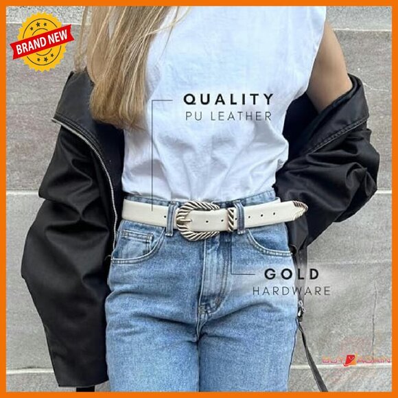 Chunky Gold Western Belt Buckle 2-Pack Women\'s Fashion Accessory